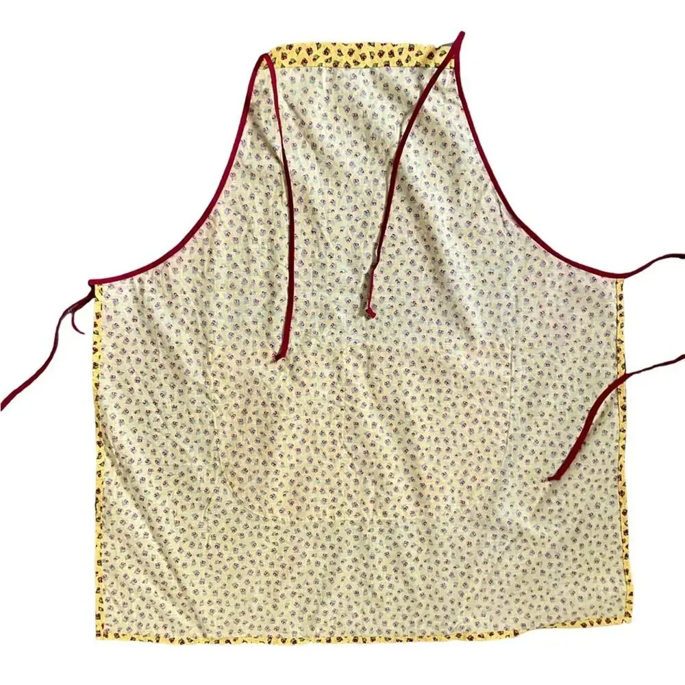Yellow Patterned Kitchen Apron with Cherries